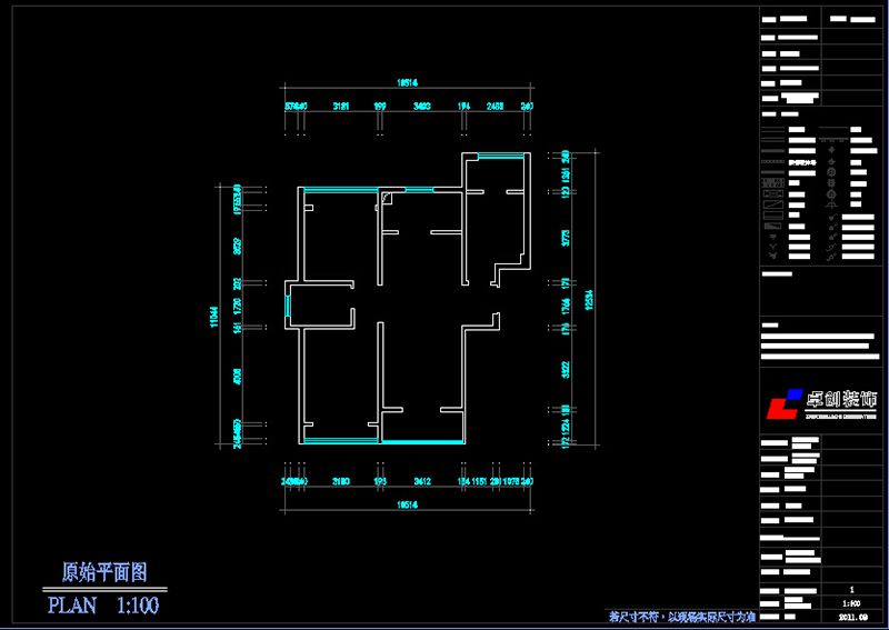 建业时光原著92㎡原始户型测量图